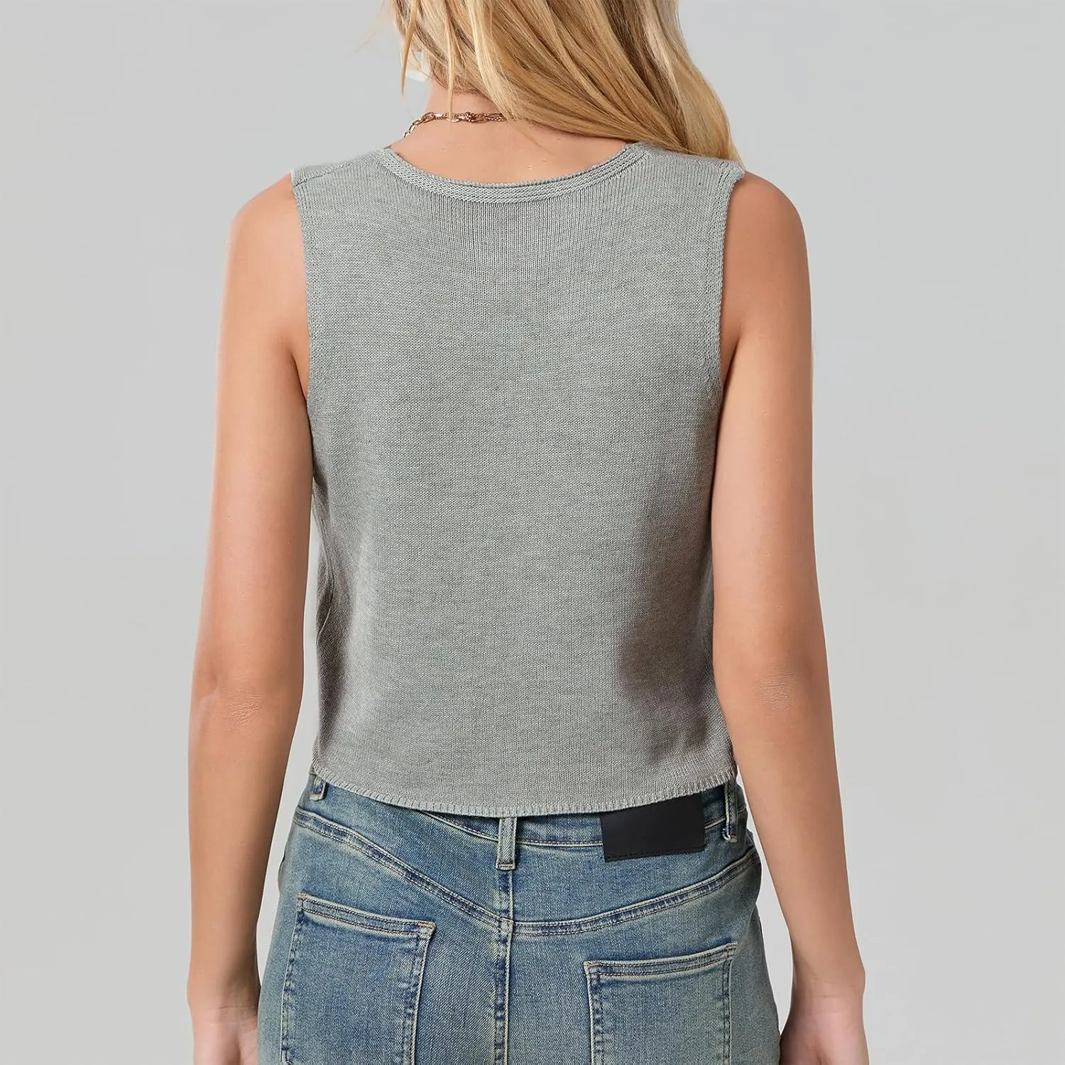 Women Tie Front Sweater Vest Top Sleeveless Y2k Knit V Neck Tank Tops Crochet Casual Going Out Tops Streetwear