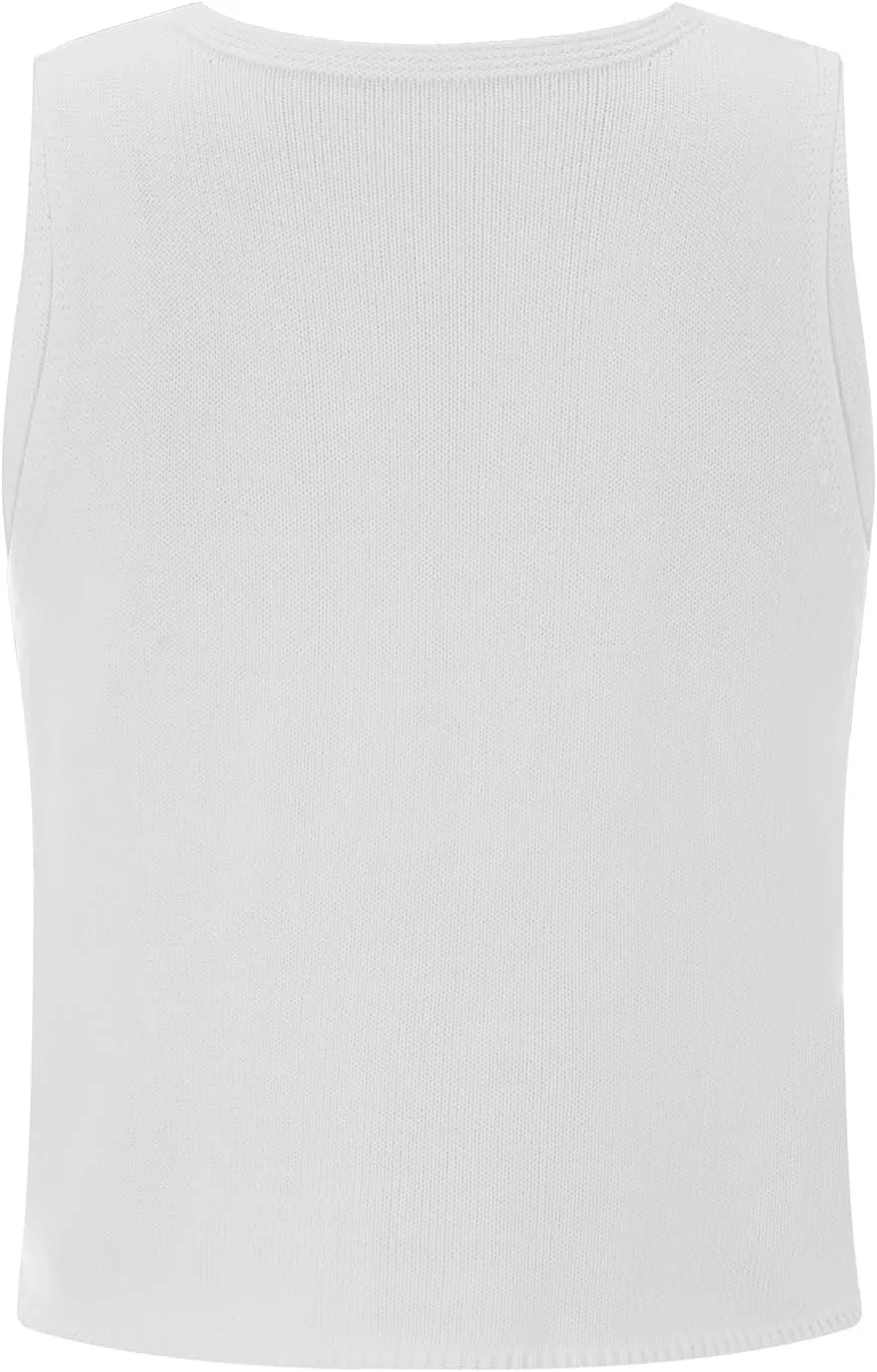 Women Tie Front Sweater Vest Top Sleeveless Y2k Knit V Neck Tank Tops Crochet Casual Going Out Tops Streetwear