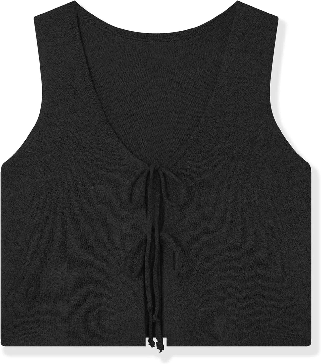 Women Tie Front Sweater Vest Top Sleeveless Y2k Knit V Neck Tank Tops Crochet Casual Going Out Tops Streetwear