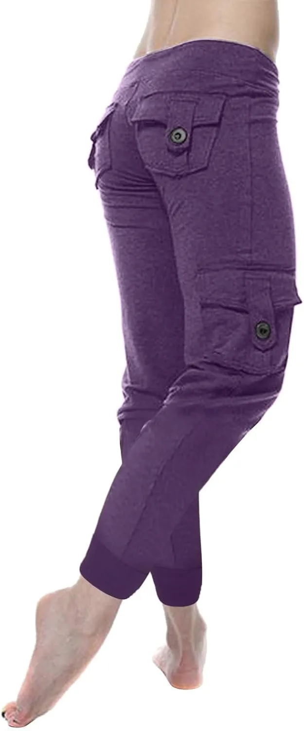 Women Trendy Cargo Pants High Waist Baggy Cotton Multiple Pockets Straight Wide Leg Trousers Cargo Y2K Capris Pants