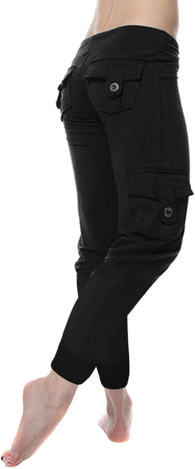 Women Trendy Cargo Pants High Waist Baggy Cotton Multiple Pockets Straight Wide Leg Trousers Cargo Y2K Capris Pants