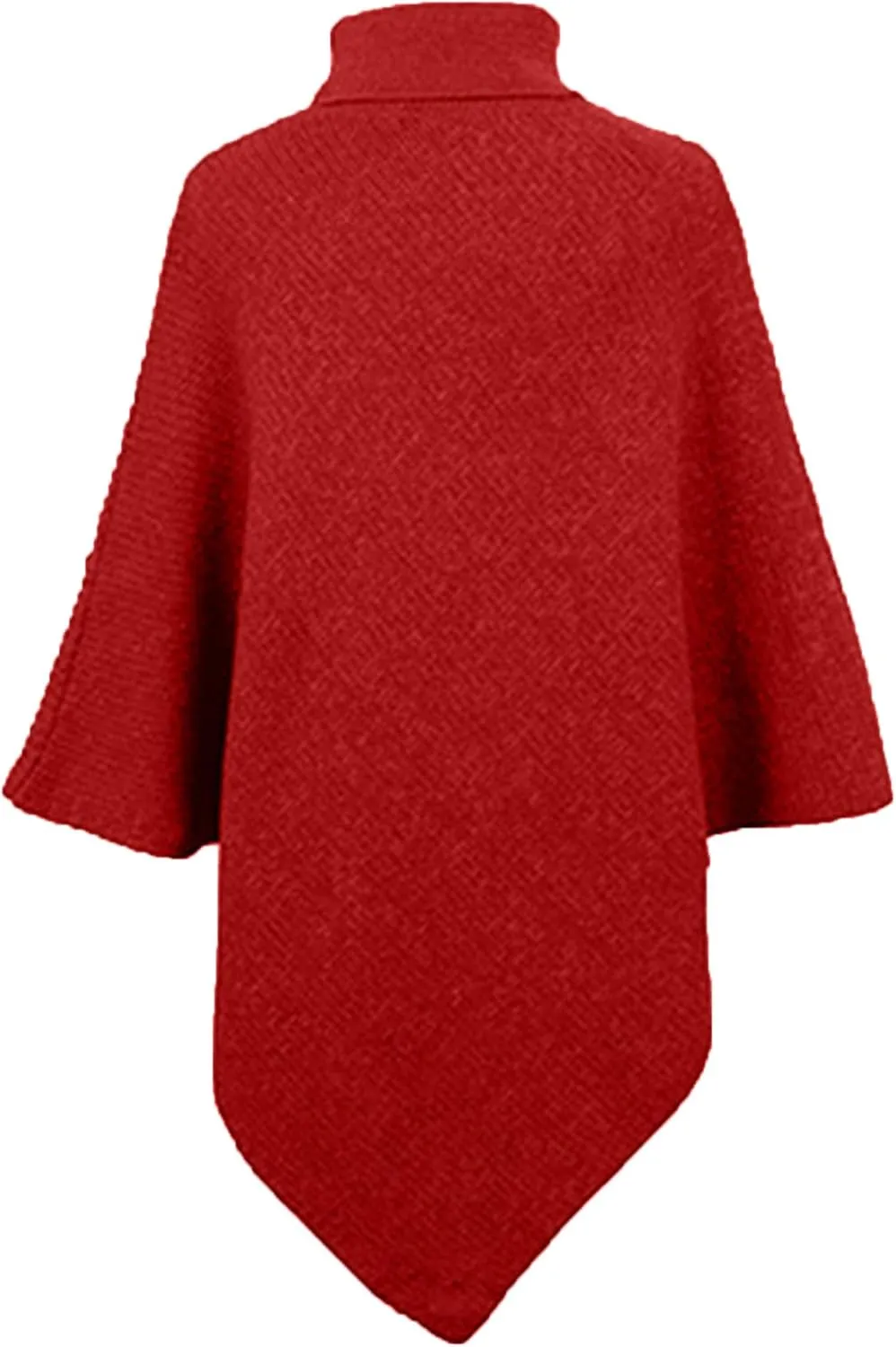 Women Turtleneck Knit Sweater, Fall Winter Turtleneck Poncho Sweater Fashion Chunky Knit Cape Wrap, Asymmetric Knitted