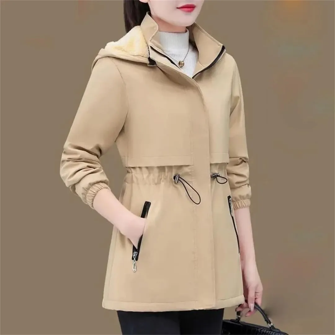Women Winter Jacket Windbreaker Coat Mid Long Hooded Cotton Padded Jackets