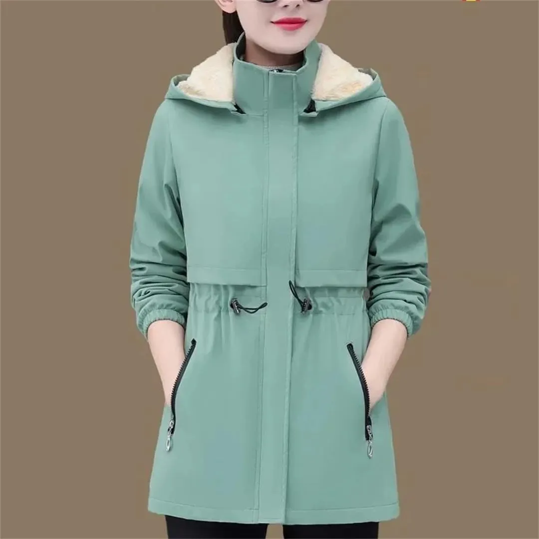 Women Winter Jacket Windbreaker Coat Mid Long Hooded Cotton Padded Jackets
