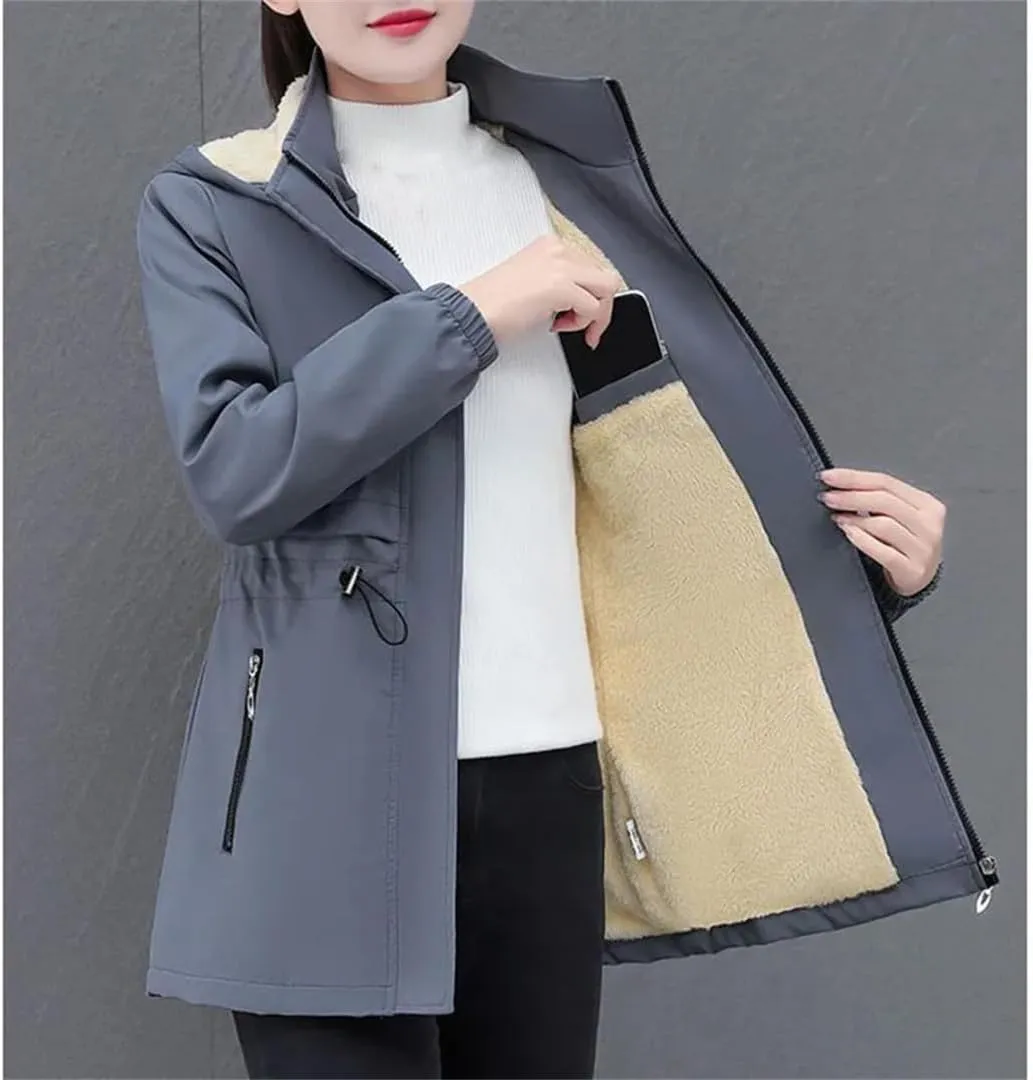 Women Winter Jacket Windbreaker Coat Mid Long Hooded Cotton Padded Jackets