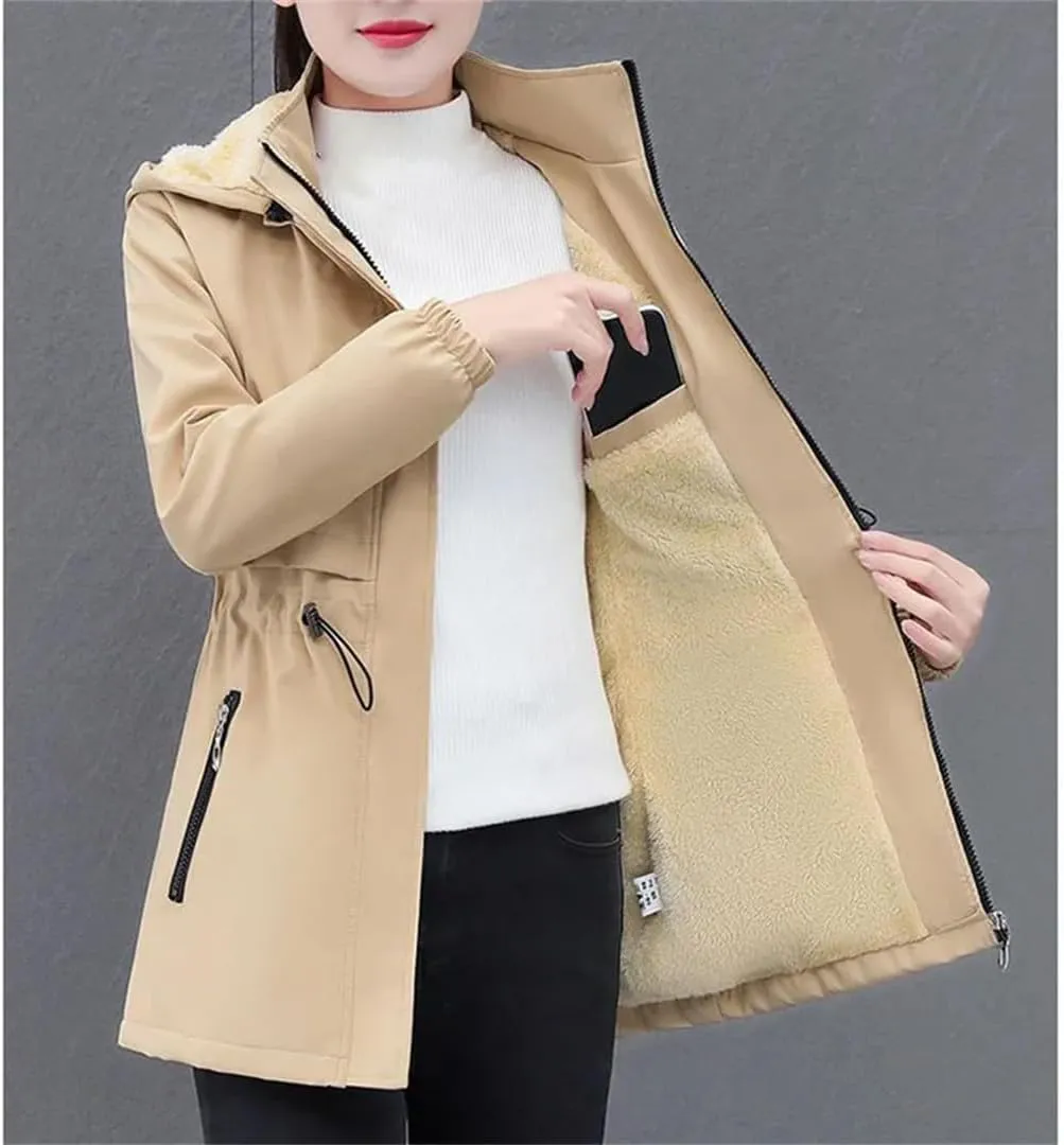 Women Winter Jacket Windbreaker Coat Mid Long Hooded Cotton Padded Jackets