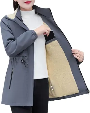 Women Winter Jacket Windbreaker Coat Mid Long Hooded Cotton Padded Jackets