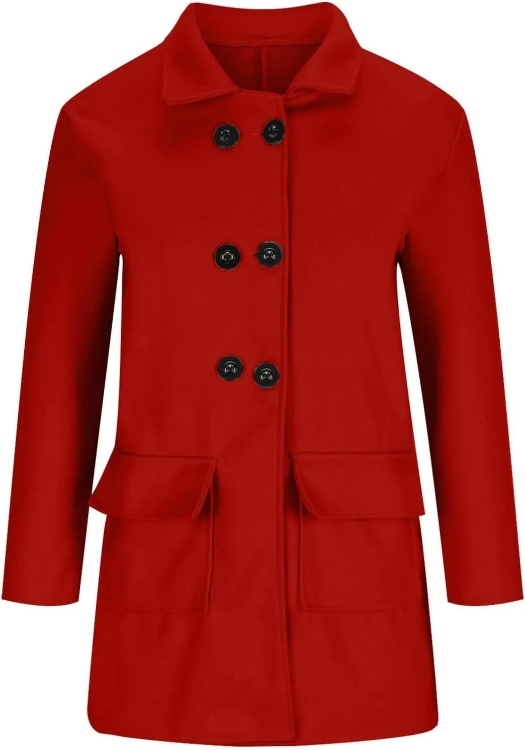 Women Winter Wool Coat with Pocket,Button Lapel Oversized Trench Coats Mid Length Chic Peacoat Windbreaker Jacket