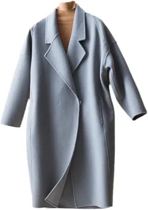 Women Wool Coat Casual Long Outerwear Loose Overcoat Autumn Winter Fashion Trench Coat