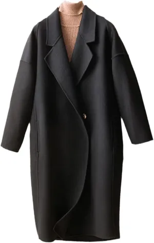 Women Wool Coat Casual Long Outerwear Loose Overcoat Autumn Winter Fashion Trench Coat