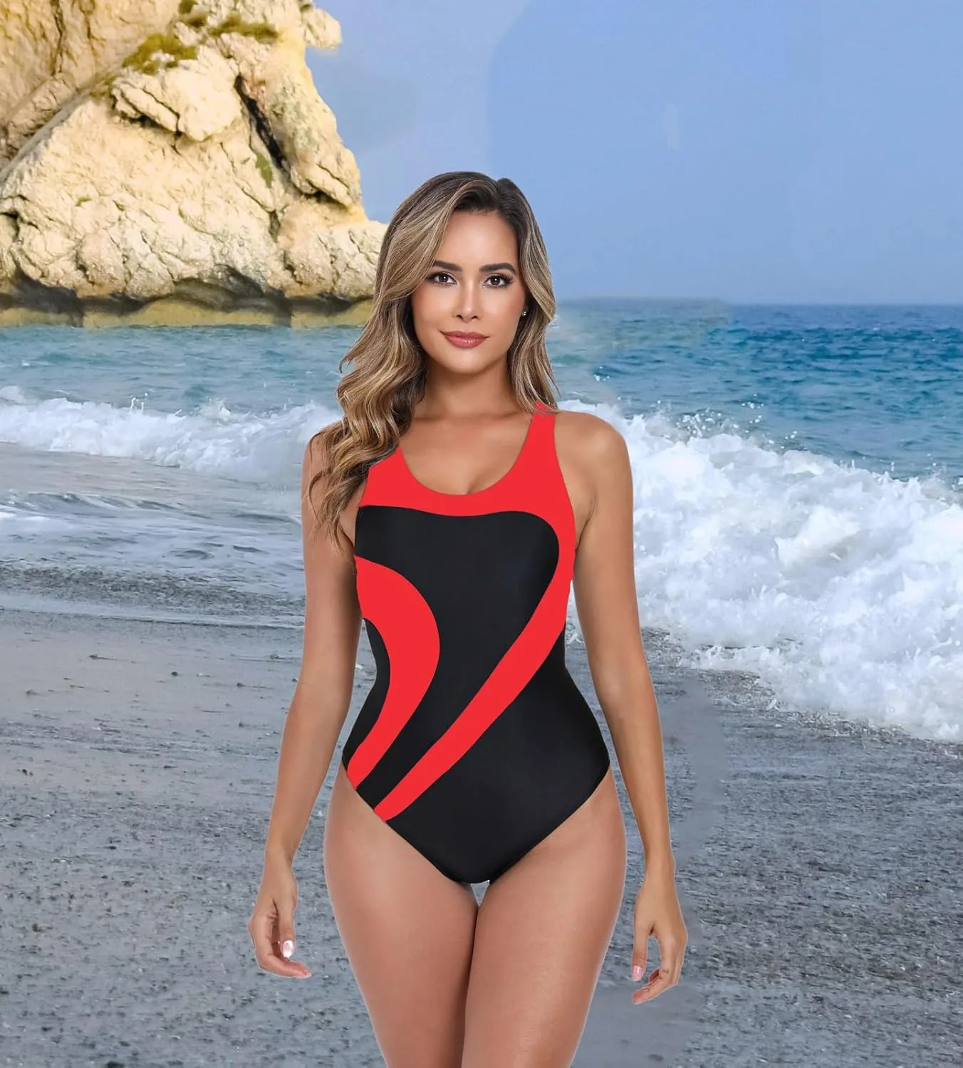 Womens Athletic One Piece Swimsuit Racerback Competitive Training Bathing Suit
