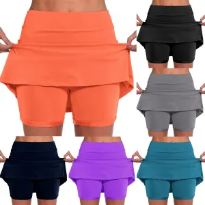 Womens Athletic Shorts Tennis Golf Skorts Skirt with Shorts Underneath High Waisted Athletic Skirt