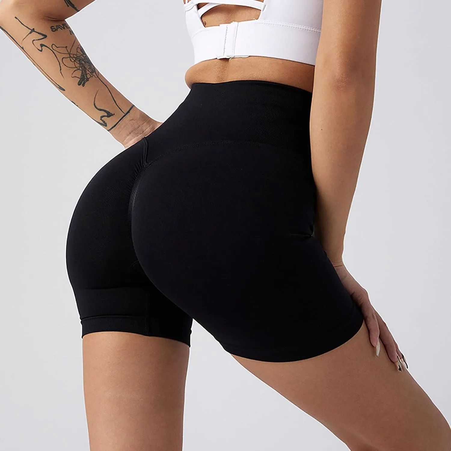 Womens Butt Lifting Yoga Shorts Scrunch Butt Tummy Control High Waisted Workout Shorts Gym Yoga Biker Shorts