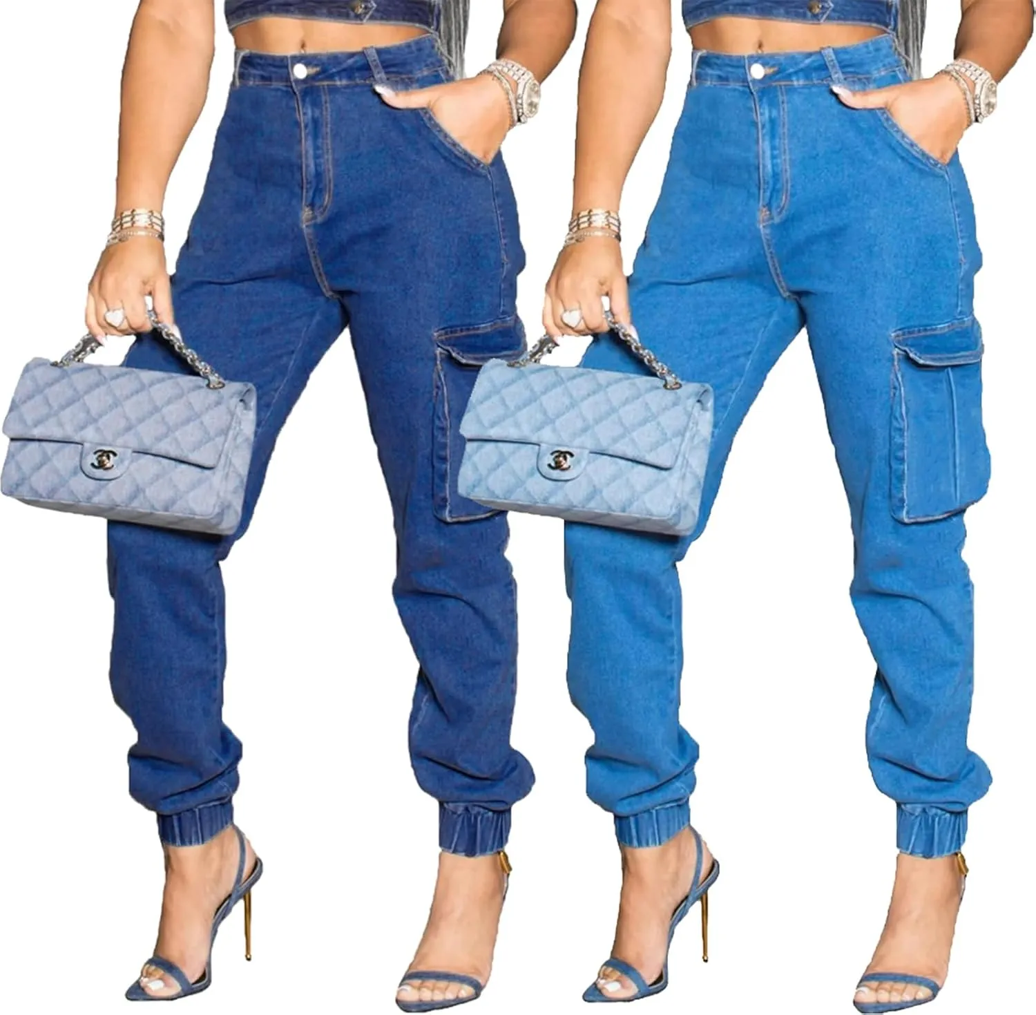Women's Cargo Hiking Pants Casual Athletic Long Work Trousers with Multiple Pockets Solid Color Outdoor Pants