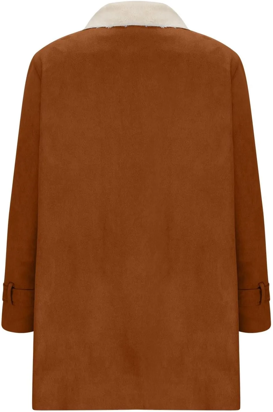 Womens Coats Long Thick Womens Loose Casual Solid Color Lapel Button Pocket Mid Length Long Sleeved Hooded Plush Jacket