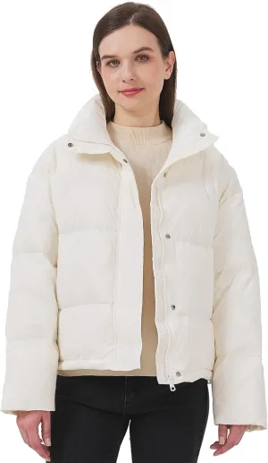 Women's Down Jacket Lightweight Water-Resistant Down Coat with Stand Collar for Winter