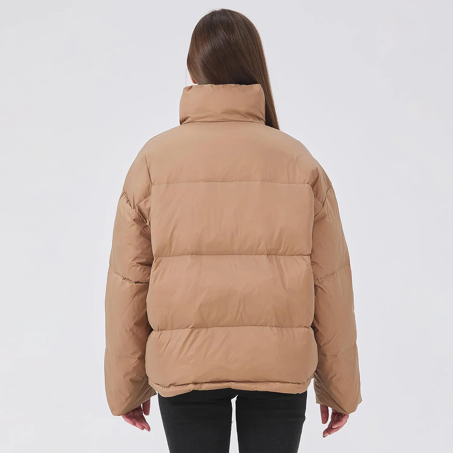 Women's Down Jacket Lightweight Water-Resistant Down Coat with Stand Collar for Winter