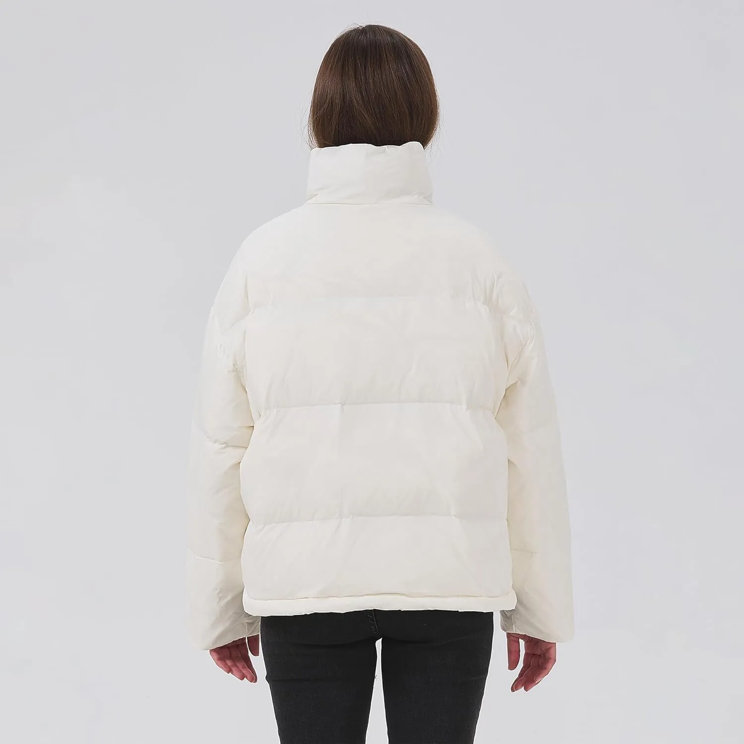 Women's Down Jacket Lightweight Water-Resistant Down Coat with Stand Collar for Winter