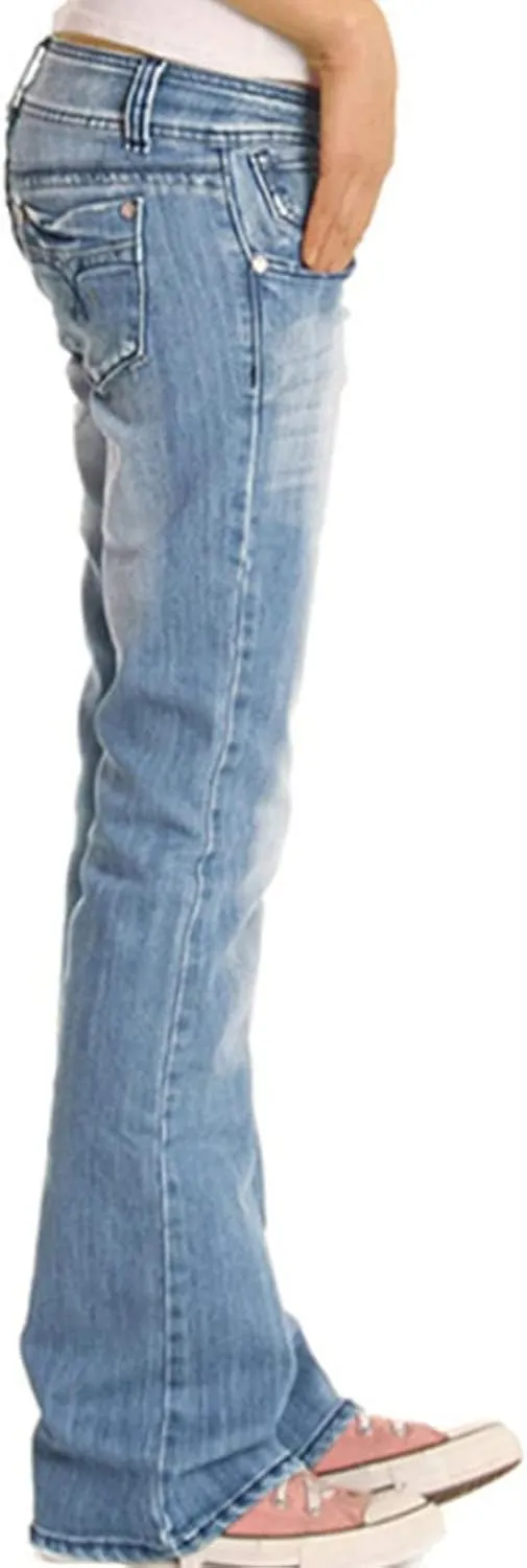 Women's Embroidered Slim Fit Jeans Retro Work Casual Denim Trousers Stretch Classic Bootcut Straight Jeans