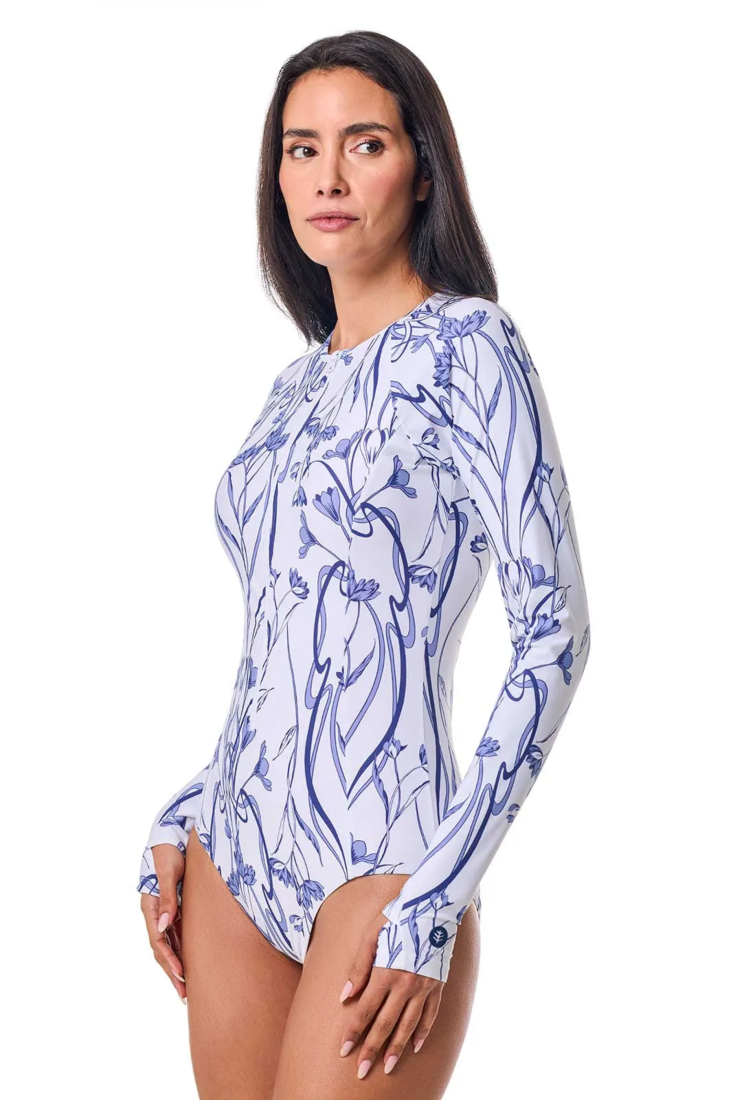 Women's Escalante Long Sleeve Swimsuit | White Iris Dusk