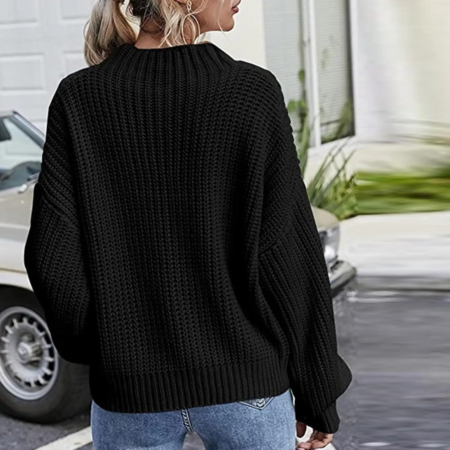 Women's Fall Winter Oversized Pullover Sweaters Casual Crewneck Long Sleeve Loose Fit Chunky Cable Knit Jumper Tops