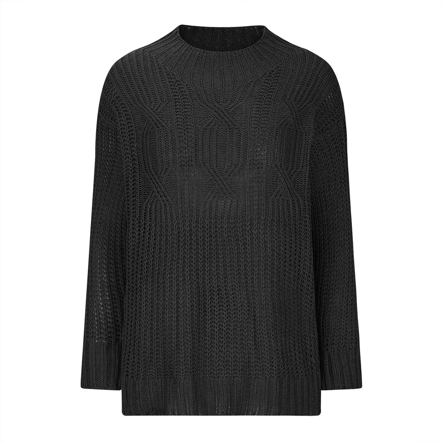 Women's Fall Winter Oversized Pullover Sweaters Casual Crewneck Long Sleeve Loose Fit Chunky Cable Knit Jumper Tops