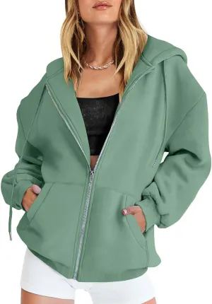 Womens Fashion Jackets Oversized Casual Sweaters Womens Zipper Hoodies Fall Long Sleeve Sweatshirts