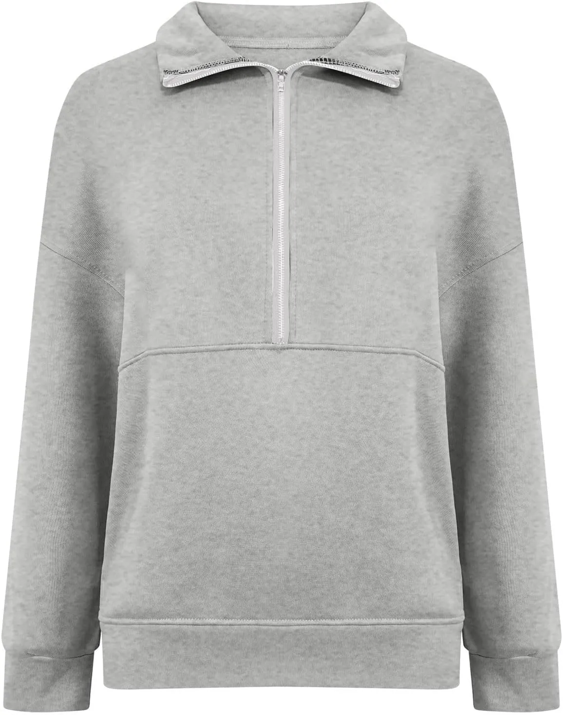 Women's Half Zip Sweatshirts Long Sleeve Drop Shoulder Pullover Casual Oversized Hoodies with Pocket