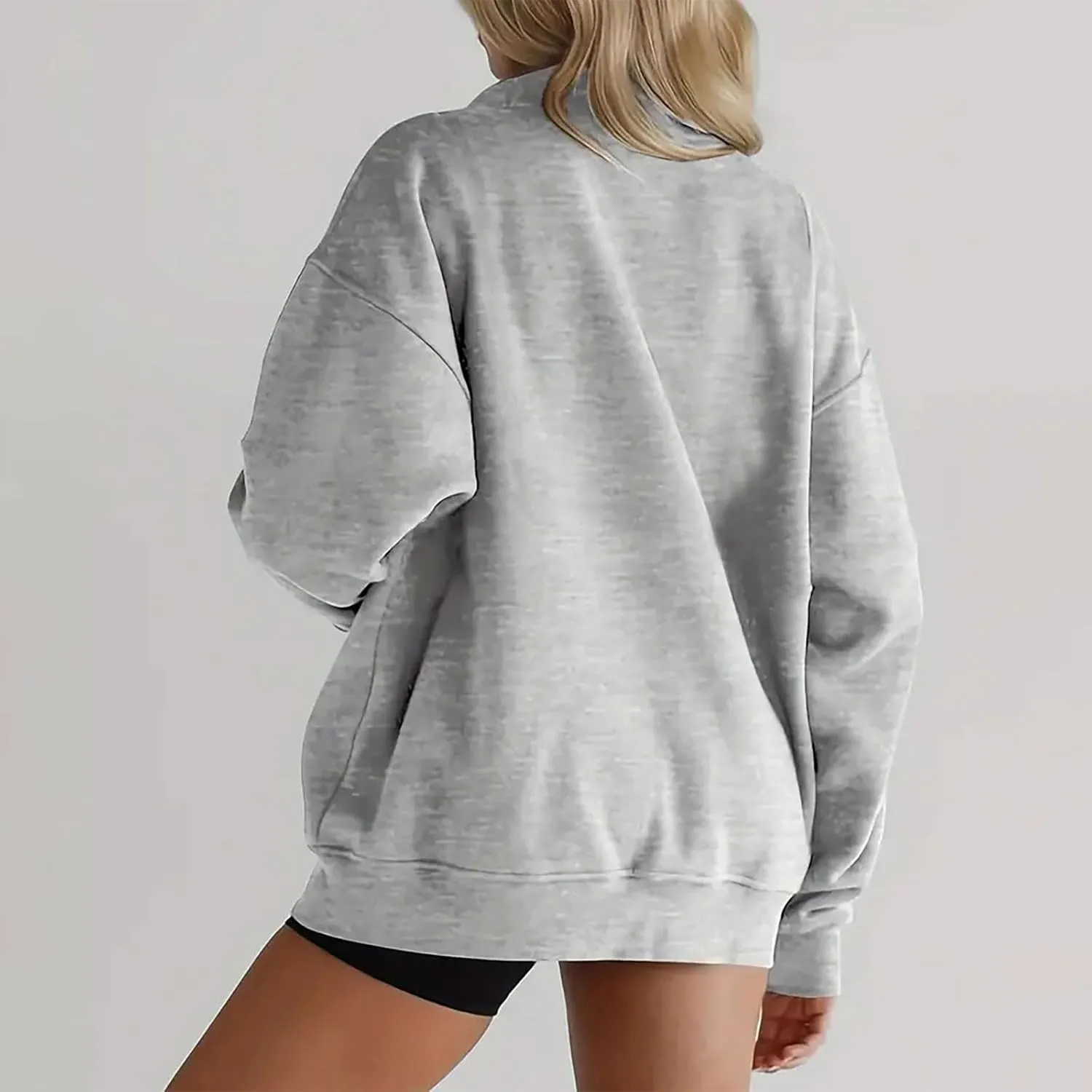 Women's Half Zip Sweatshirts Long Sleeve Drop Shoulder Pullover Casual Oversized Hoodies with Pocket