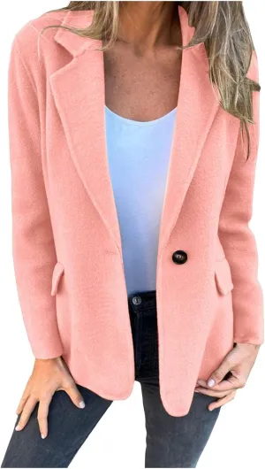 Womens Jackets Casual Single Breasted Hooded Jacket Lapel Neck Long Sleeve Solid Color Trench Coat for Women 2024