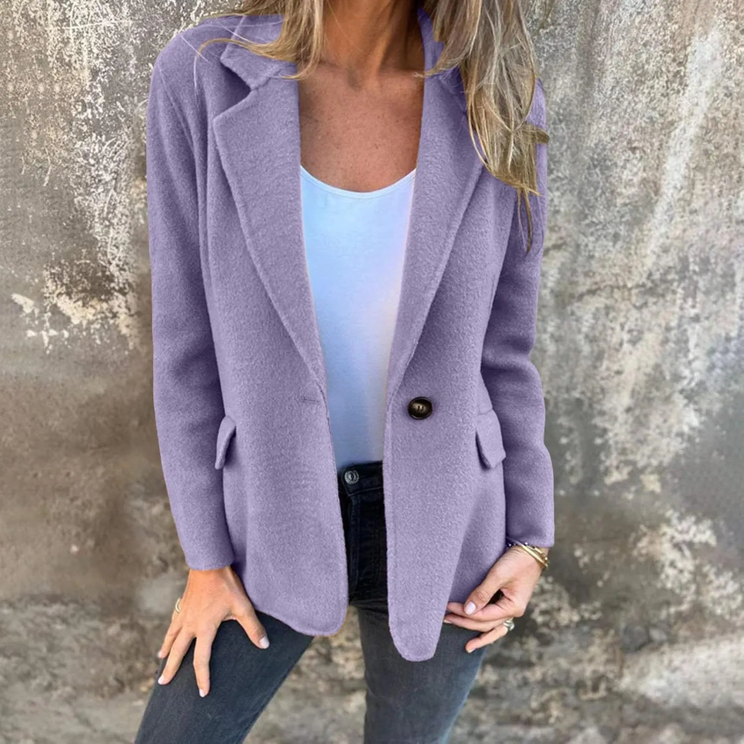 Womens Jackets Casual Single Breasted Hooded Jacket Lapel Neck Long Sleeve Solid Color Trench Coat for Women 2024