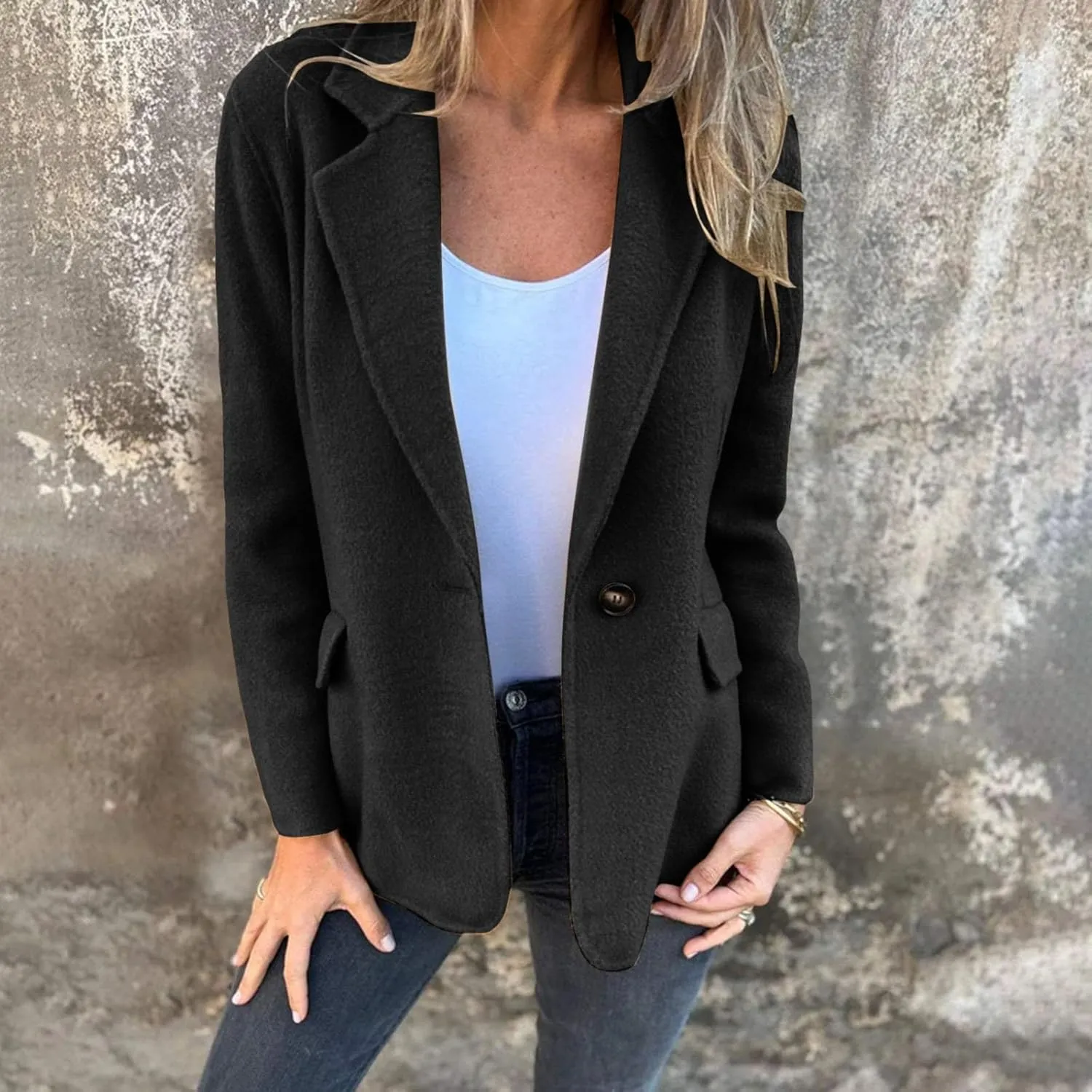 Womens Jackets Casual Single Breasted Hooded Jacket Lapel Neck Long Sleeve Solid Color Trench Coat for Women 2024