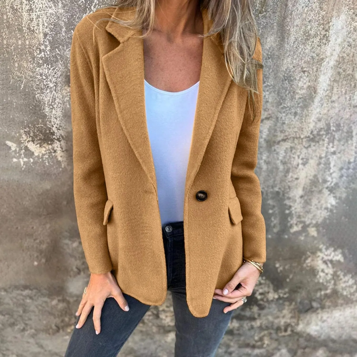 Womens Jackets Casual Single Breasted Hooded Jacket Lapel Neck Long Sleeve Solid Color Trench Coat for Women 2024