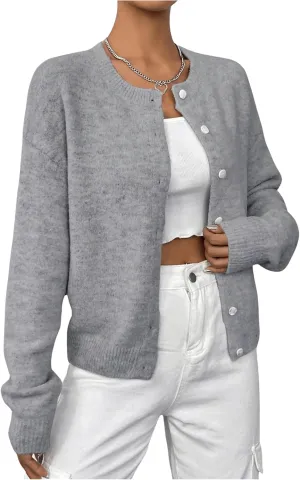 Women's Knit Cardigans Long Sleeve Button Dwon Lightweight Cardigan Sweaters Trendy Fall Outfits
