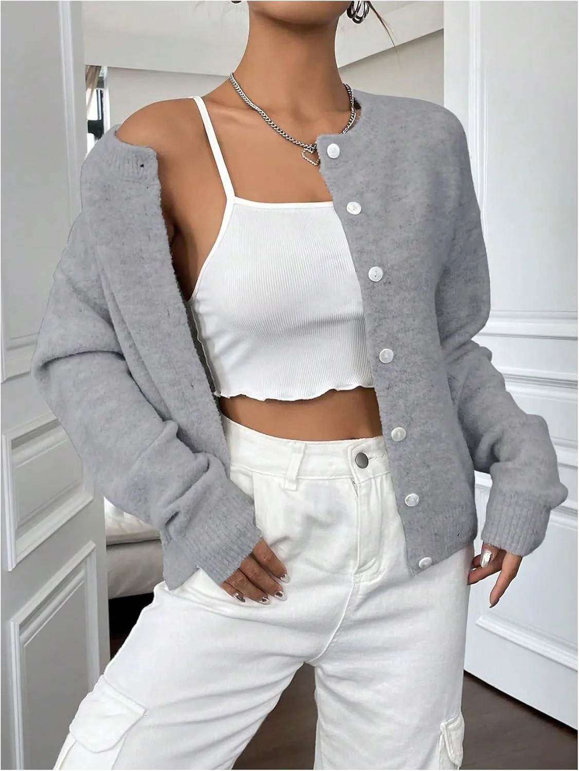 Women's Knit Cardigans Long Sleeve Button Dwon Lightweight Cardigan Sweaters Trendy Fall Outfits
