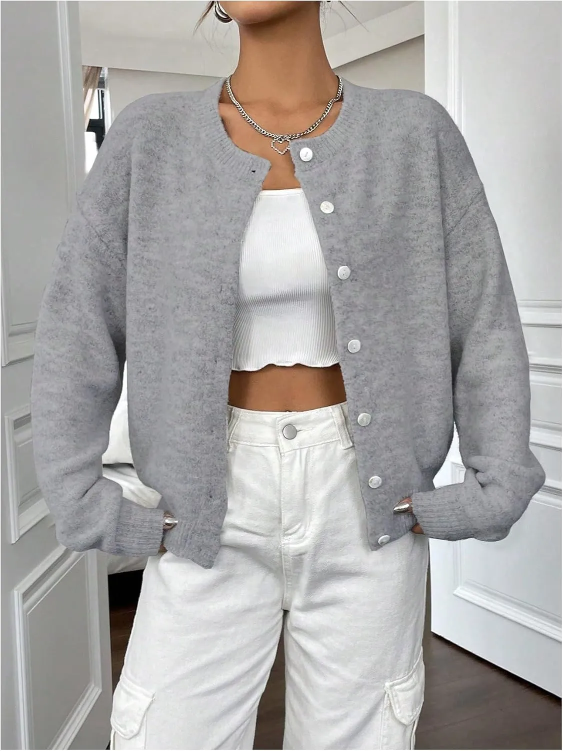 Women's Knit Cardigans Long Sleeve Button Dwon Lightweight Cardigan Sweaters Trendy Fall Outfits