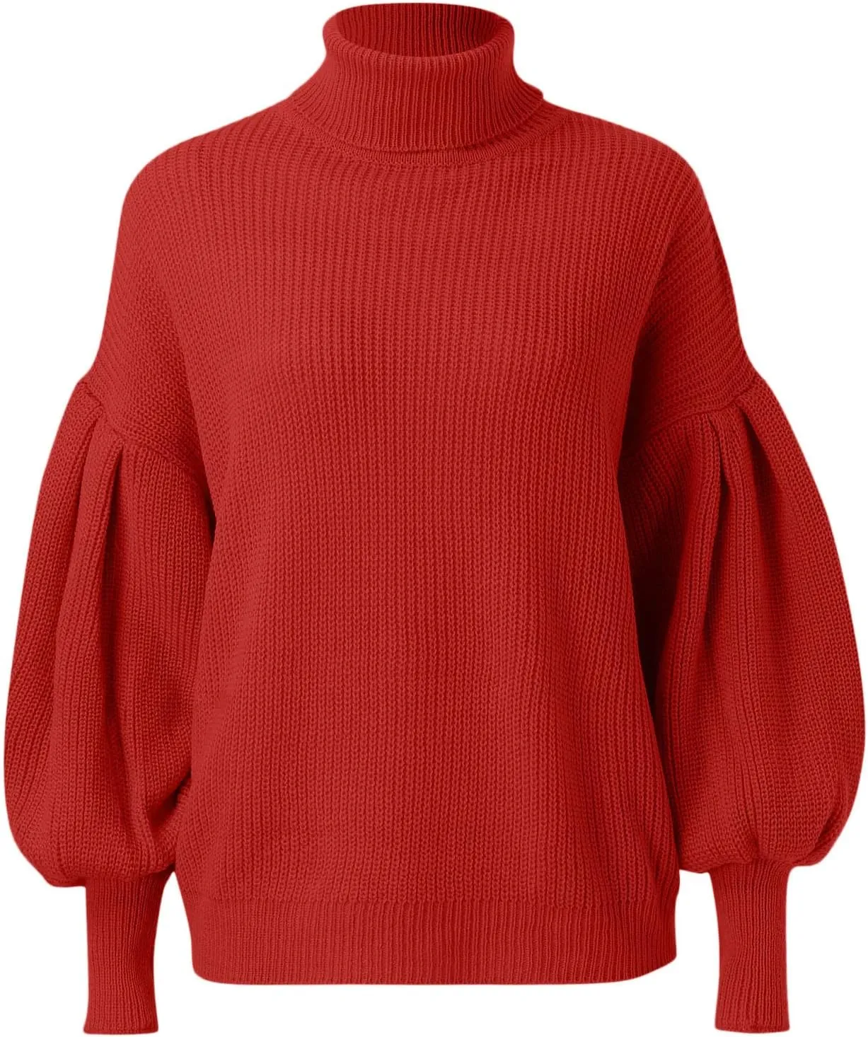 Womens Knit Sweater Solid Casual Chunky Knit Sweater Baggy Soft Warm Puff Long Sleeves Sweater Casual Loose