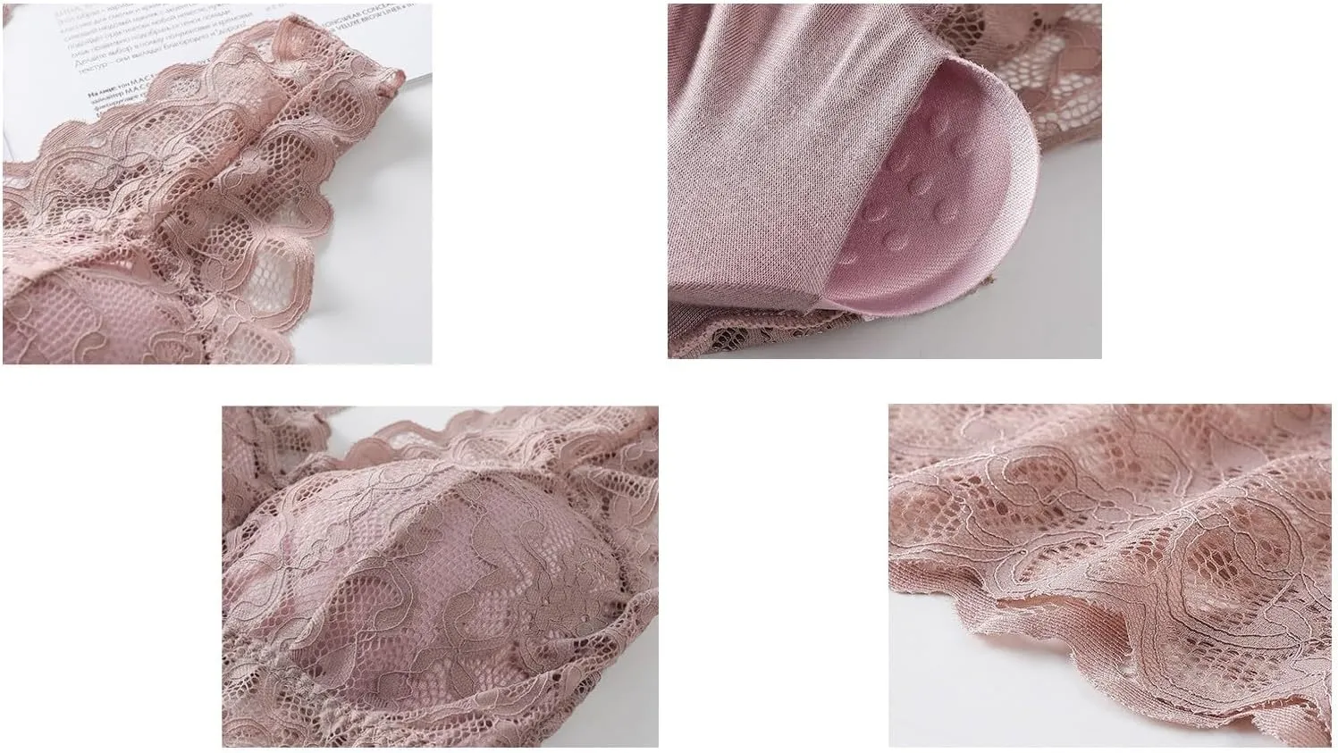 Womens Lace Built-in Bra Padded Camisole Undershirt Wide Straps Tank Tops