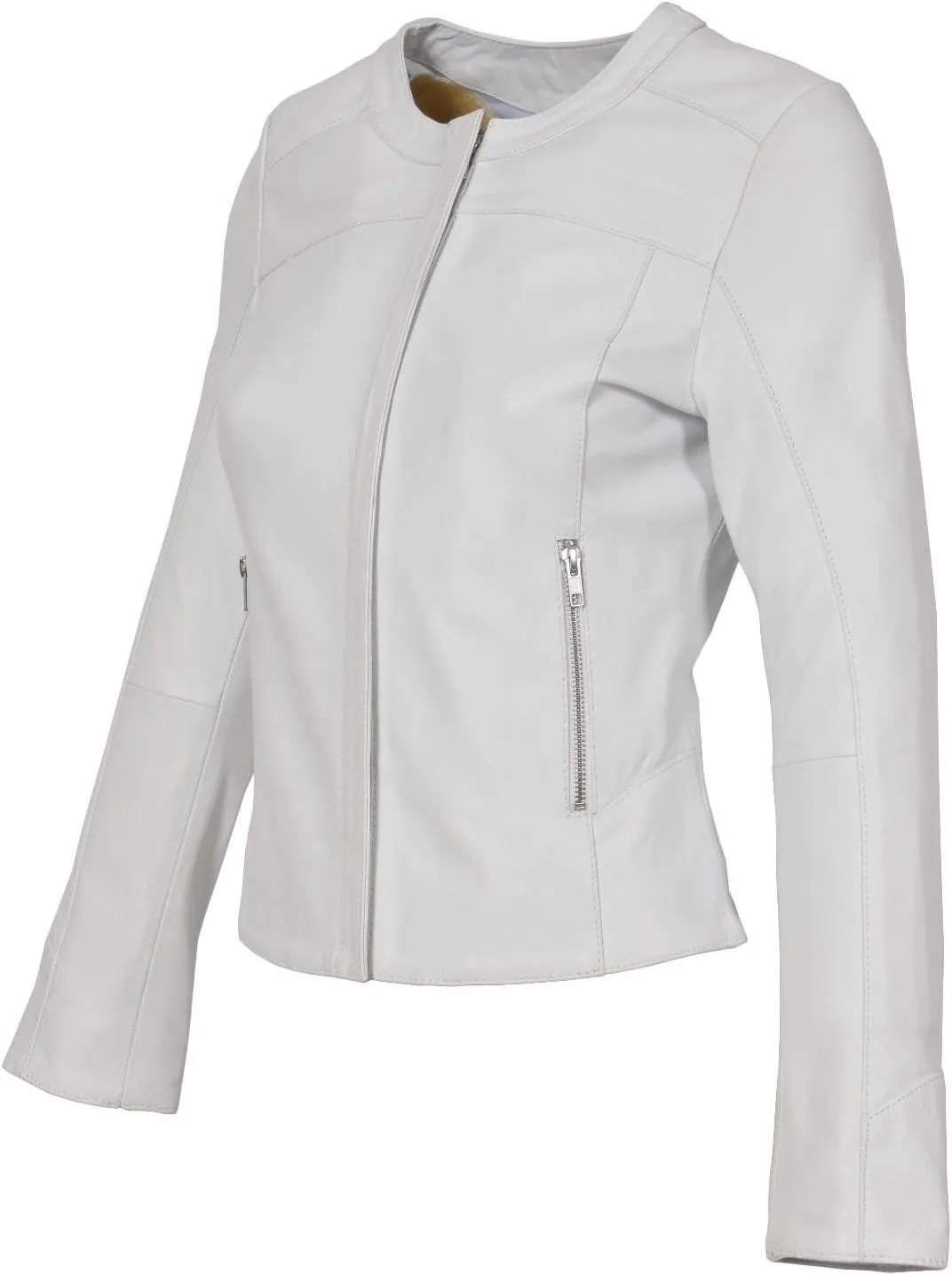 Womens Leather Jackets Motorcycle Quilted Bomber Stylish Biker Outerwear White Real Leather Jacket Women