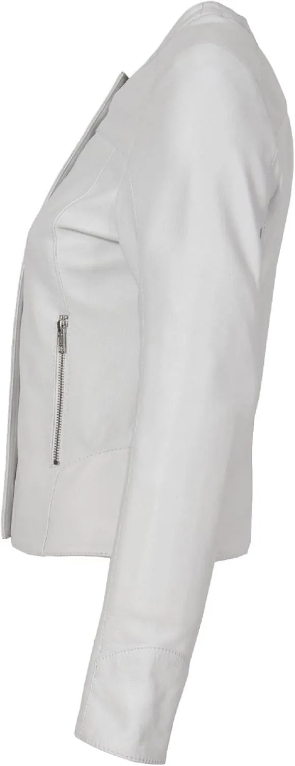 Womens Leather Jackets Motorcycle Quilted Bomber Stylish Biker Outerwear White Real Leather Jacket Women