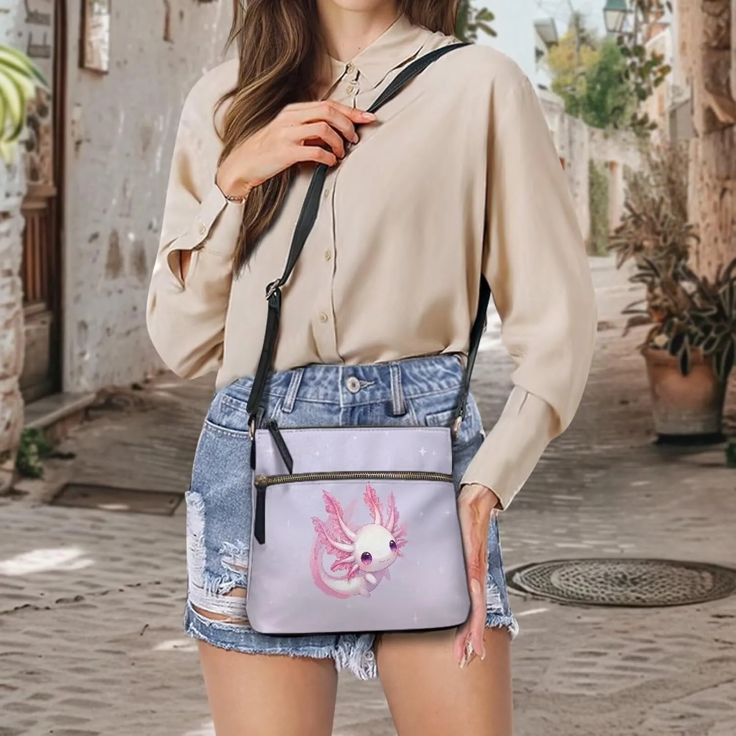 Women's Leather Shoulder Bag Soft Ladies Crossbody Bags with Multiple Pockets Fashion Handbags Zip Sling Purses