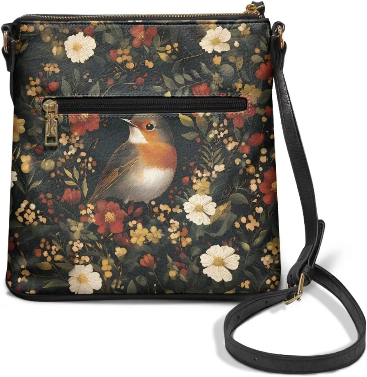 Women's Leather Shoulder Bag Soft Ladies Crossbody Bags with Multiple Pockets Fashion Handbags Zip Sling Purses