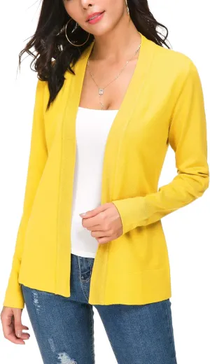 Women's Long Sleeve Open Front Cardigan Sweater Lightweight Casual Knit Sweaters