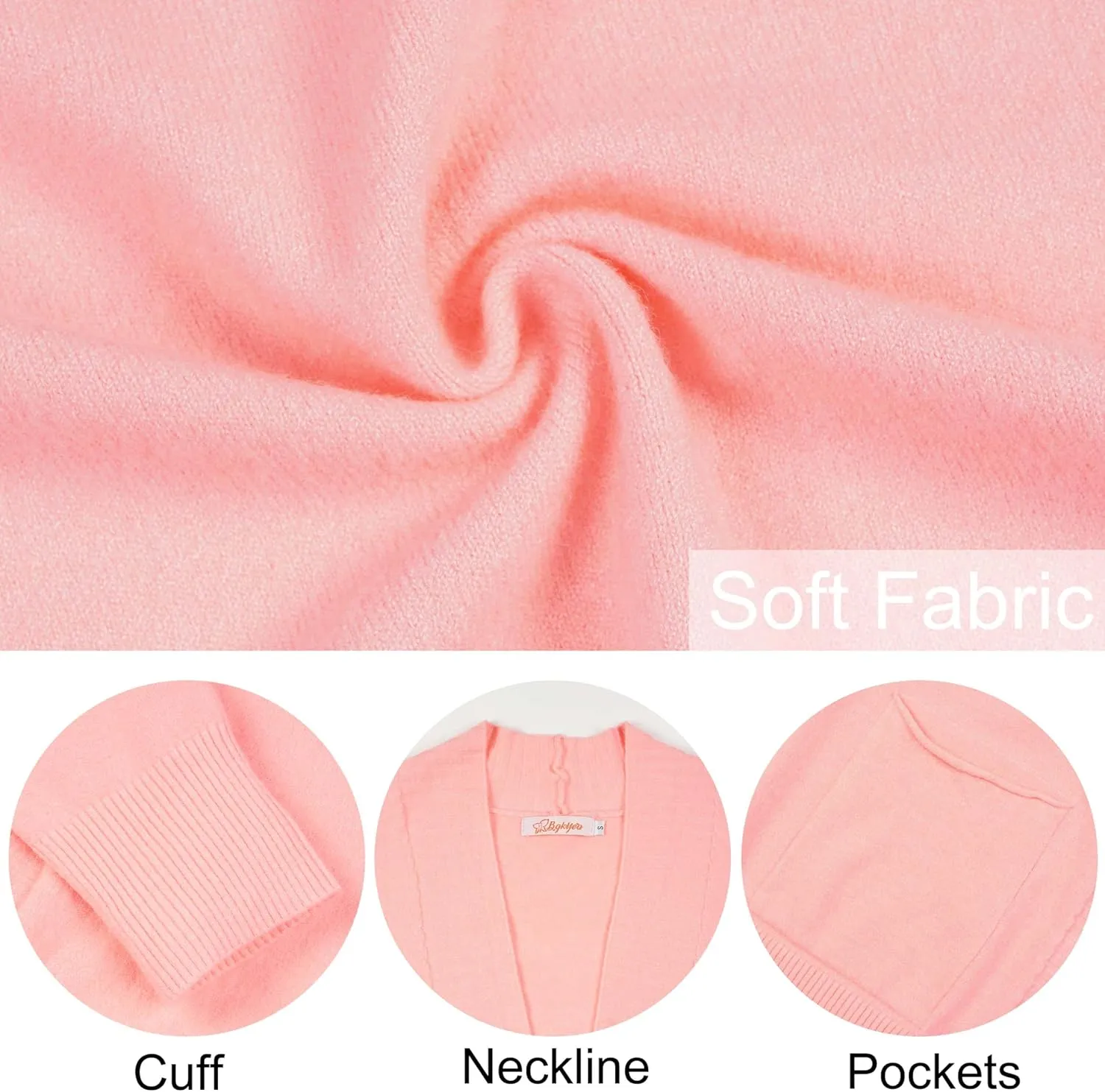 Women's Open Front Cardigan with Pockets Long Sleeve Casual Knit Sweaters