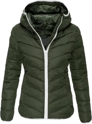 Women's Quilted Puffer Jacket Oversized Long Sleeve Hooded Down Coats Lightweight Warm Zip Up Winter Coat Teddy Outwear