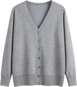 Women's Ribbed Knit Crop Cardigan Sweater Button Down V Neck Long Sleeve Tops Cute Oversized Jumper Aesthetic Knitwear