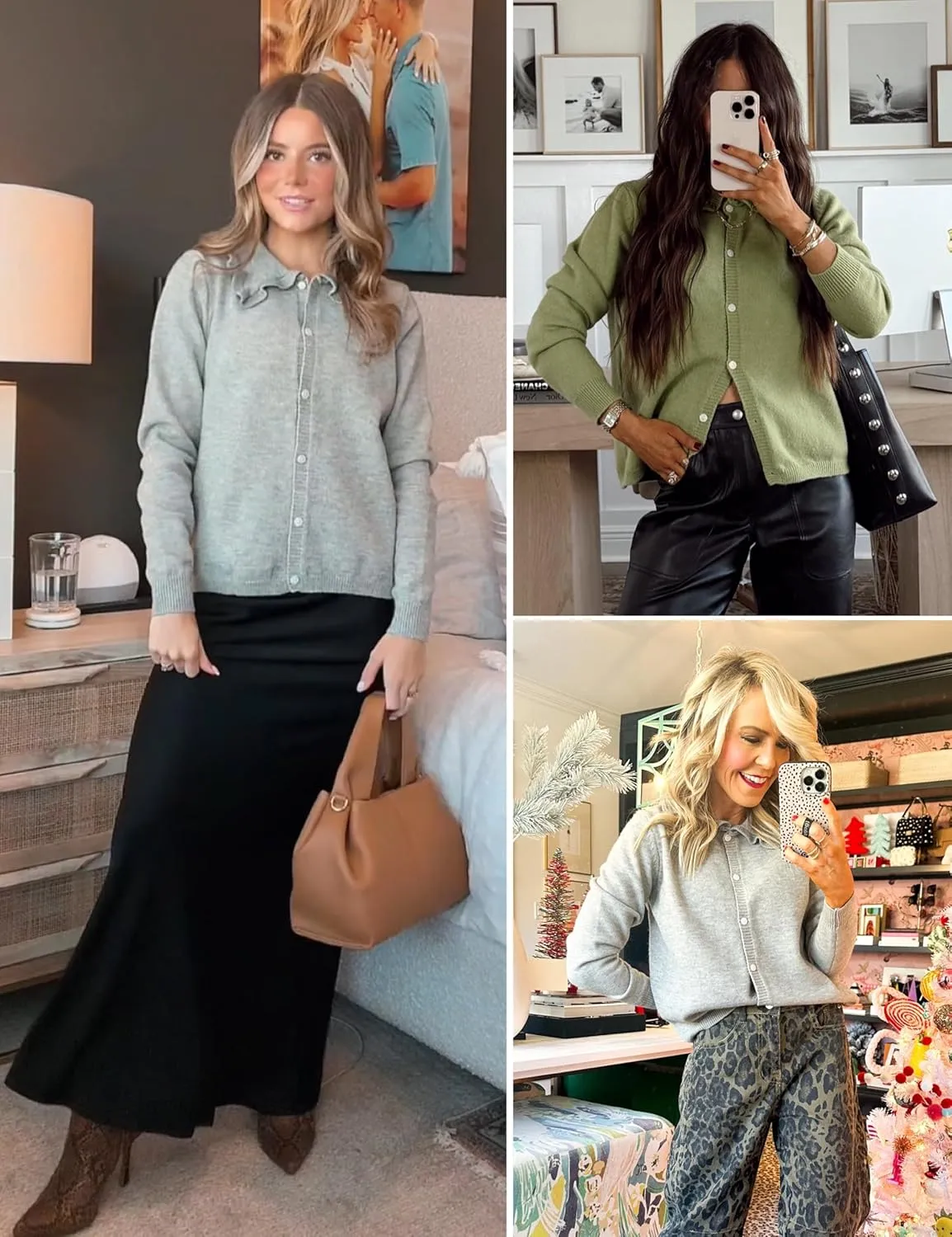 Womens Ruffle Cropped Sweater Open Front Outerwear Elegant Long Sleeve Knitted Cardigan Button Jacket Fall Tops