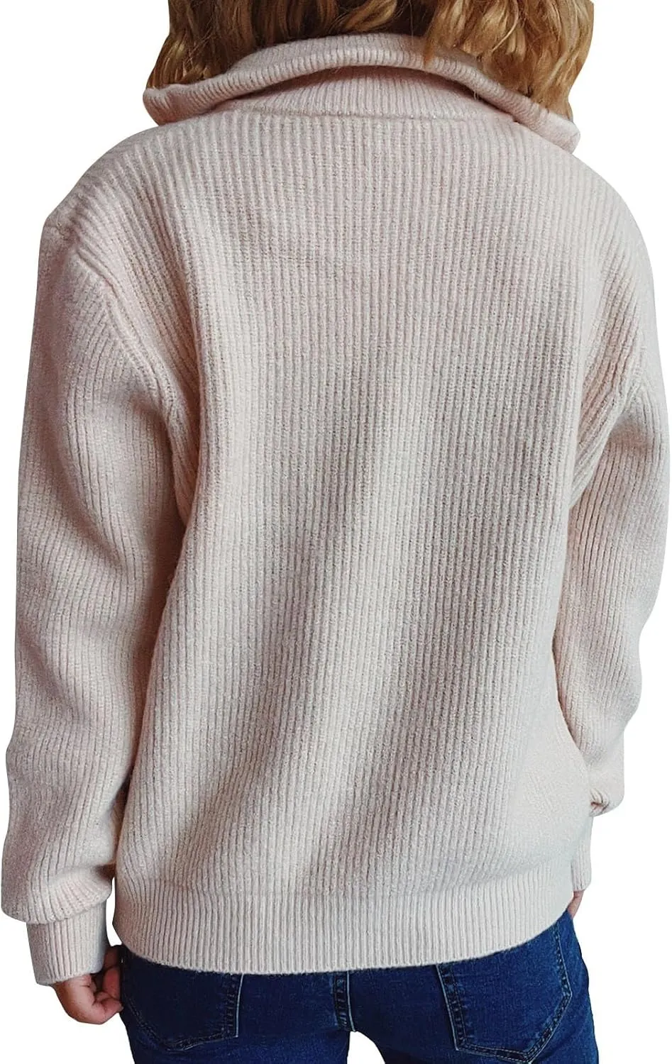 Women's Solid Color Folding Collar Zip Up Sweater Jacket Long Cardigan for Women Dressy
