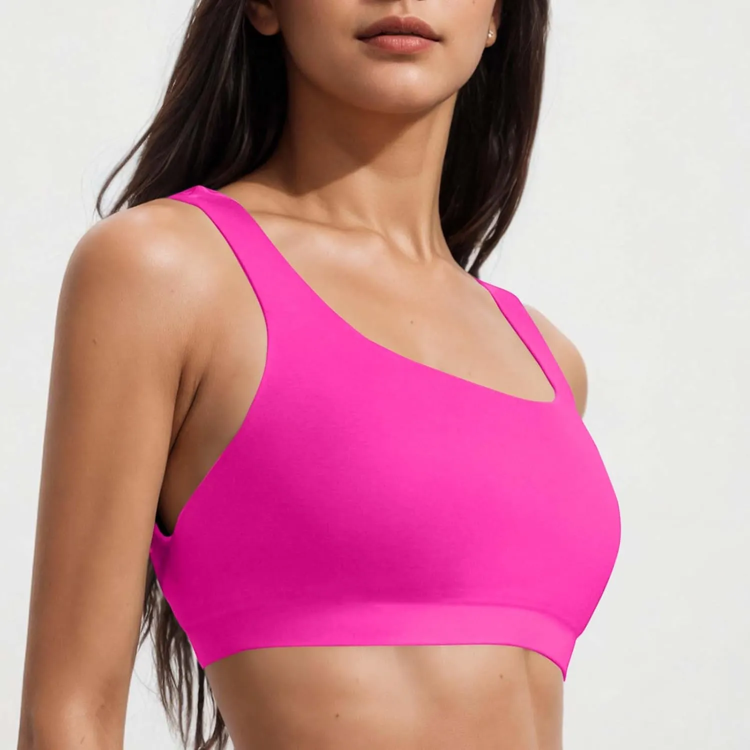 Womens Sports Bra Bikini Tops Scoop Neck Full Coverage Bathing Suits Top Padded Wireless Sporty Crop Swim Tops 2025
