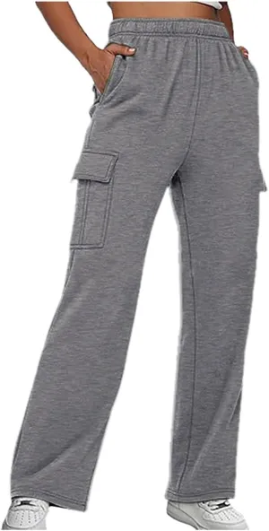 Womens Straight Leg Pants Elastic High Waist Lounge Pants Baggy Comfy Casual Trousers with Multiple Pockets 2025